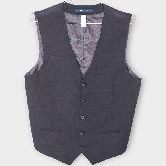 Perry Ellis Mens Vest Sz‎ L Slim Fit TRAVEL LUXE Wrinkle Resistant Dark Brown - Picture 1 of 7